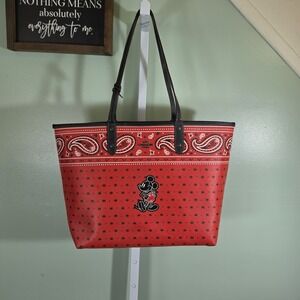 Coach X Disney Mickey Mouse Reversible City Tote Red Bandana Print
